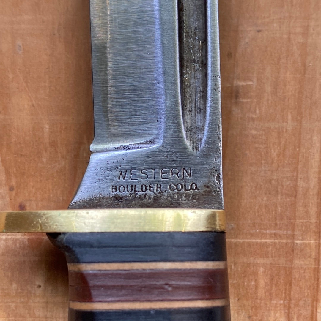 Western 4.25” Bird & Trout Fixed Blade Knife Boulder Colo. L48AGB 1950’s-60’s