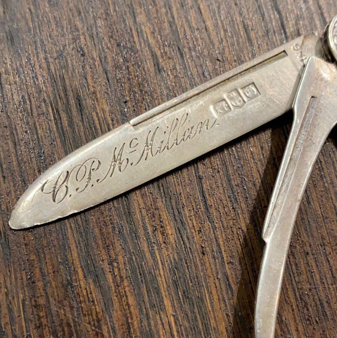 Sterling Silver Victorian Fruit Knife Floral Motif Birmingham 19th C