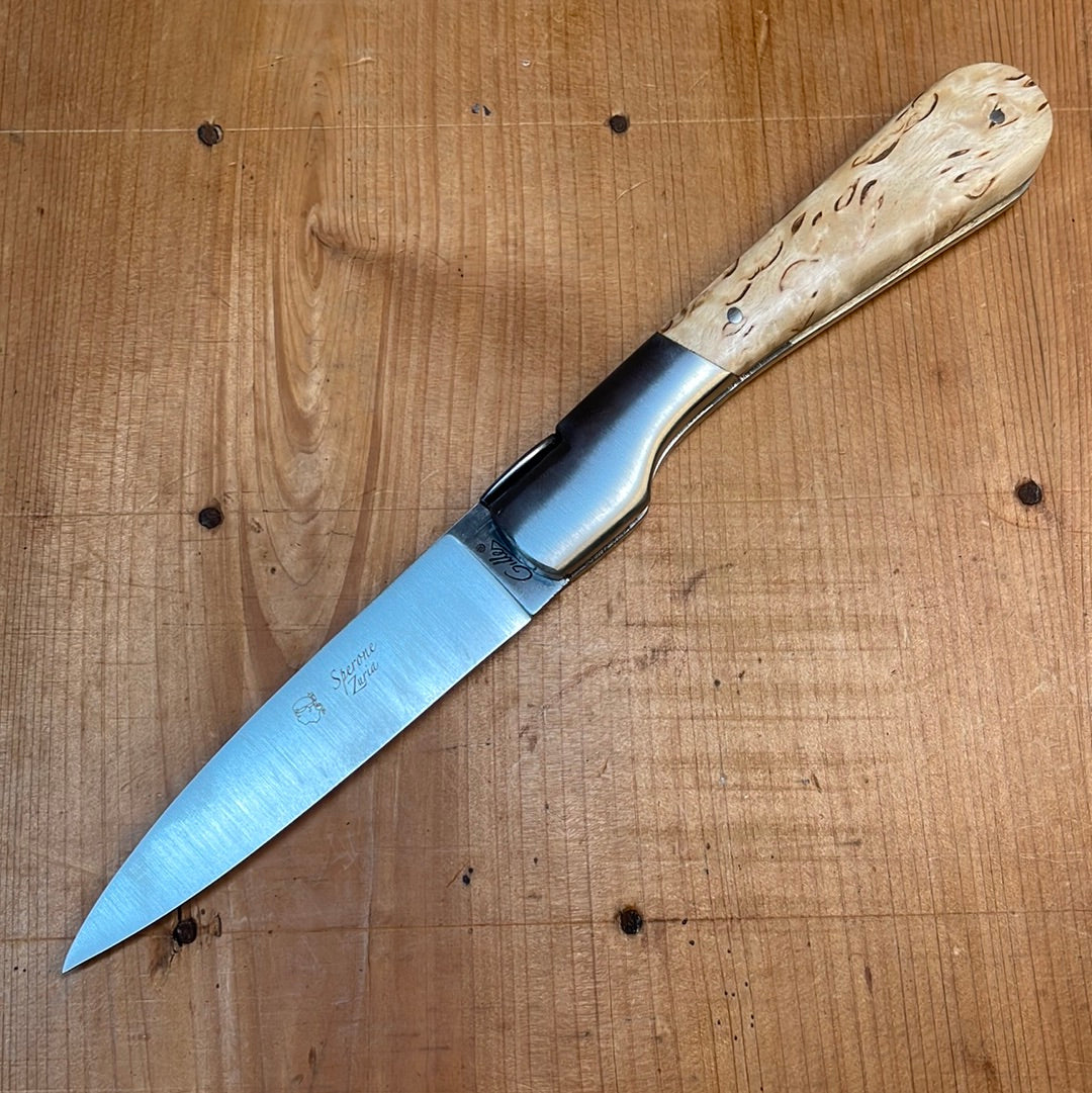 Fontenille Pataud Sperone 12cm Pocket Knife Curly Birch Lockback