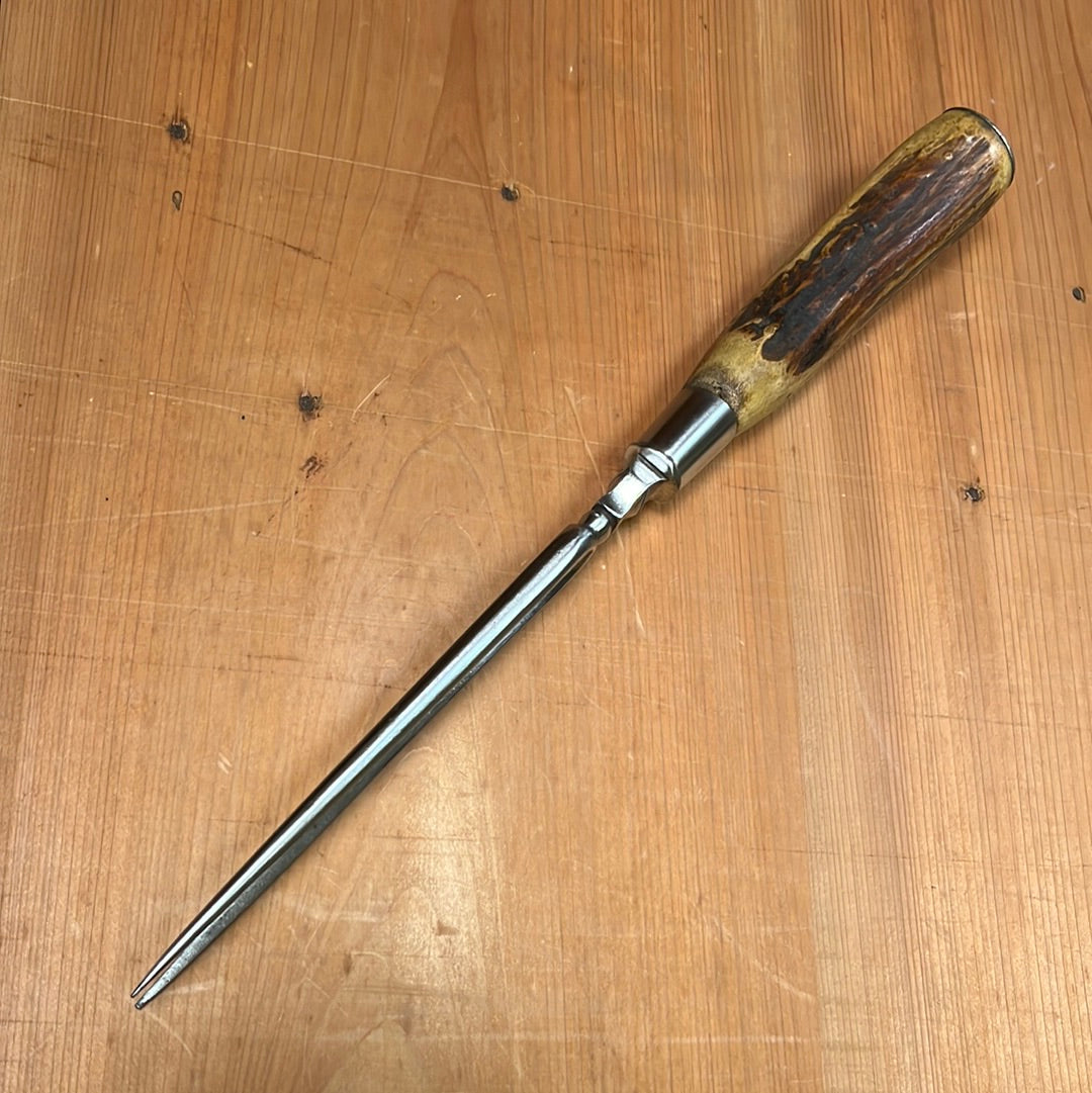 Handforged 5.5" Bayonet Carving Fork Stag Handle Gothic Style