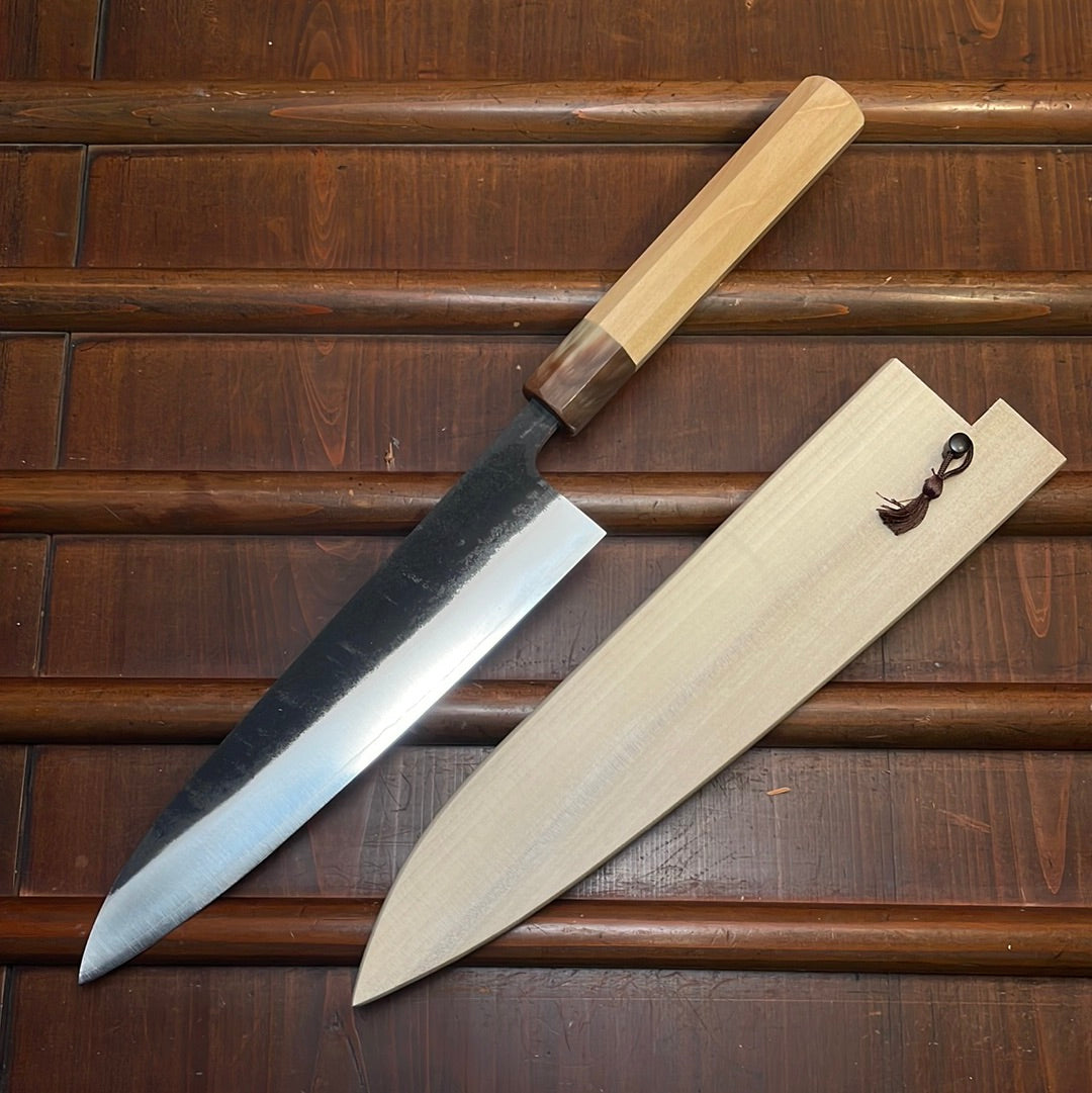 Konosuke Madei Sumiiro 210mm Gyuto SLD Kurouchi Nashiji - by Nihei with Saya