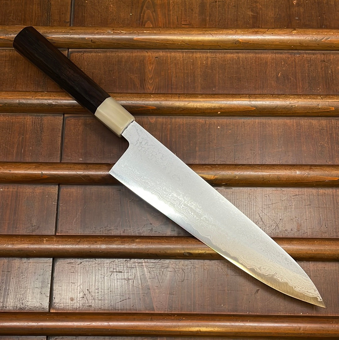 Yoshikazu Tanaka 240mm Gyuto Shirogami 1 Damascus Ebony