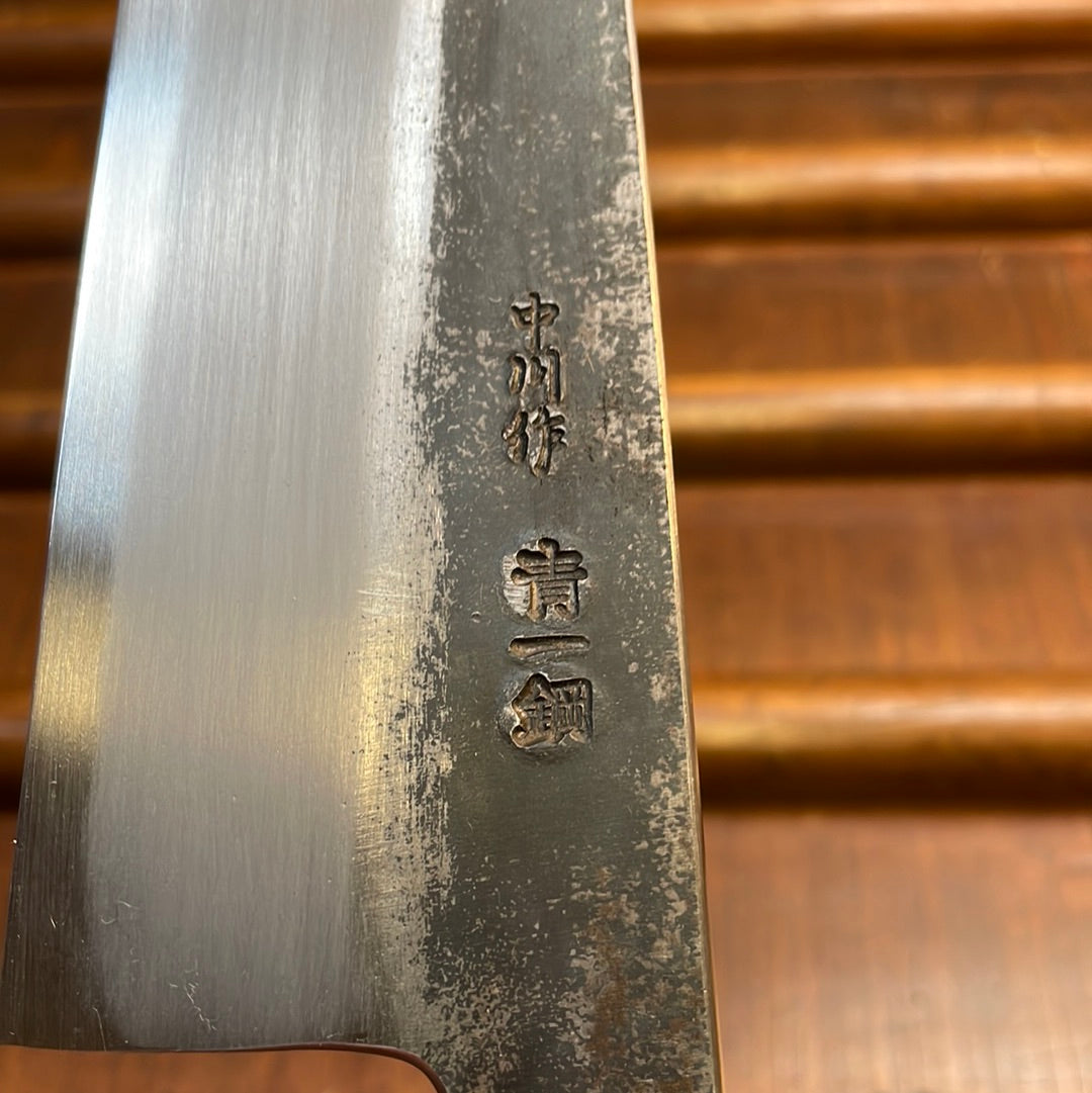 Sakai Kikumori Nakagawa x BC 210mm Gyuto Aogami 1 Kurouchi Burnt Chestnut with Saya