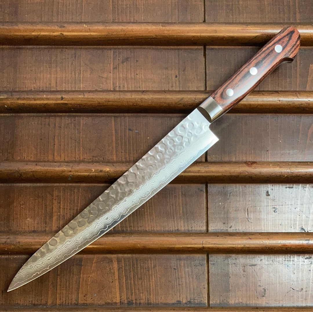 Hitohira HG 240mm Sujihiki Stainless Suminagashi Tsuchime Western Handle