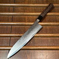 Wakui 240mm Gyuto Shirogami 2 Suminagashi Chestnut