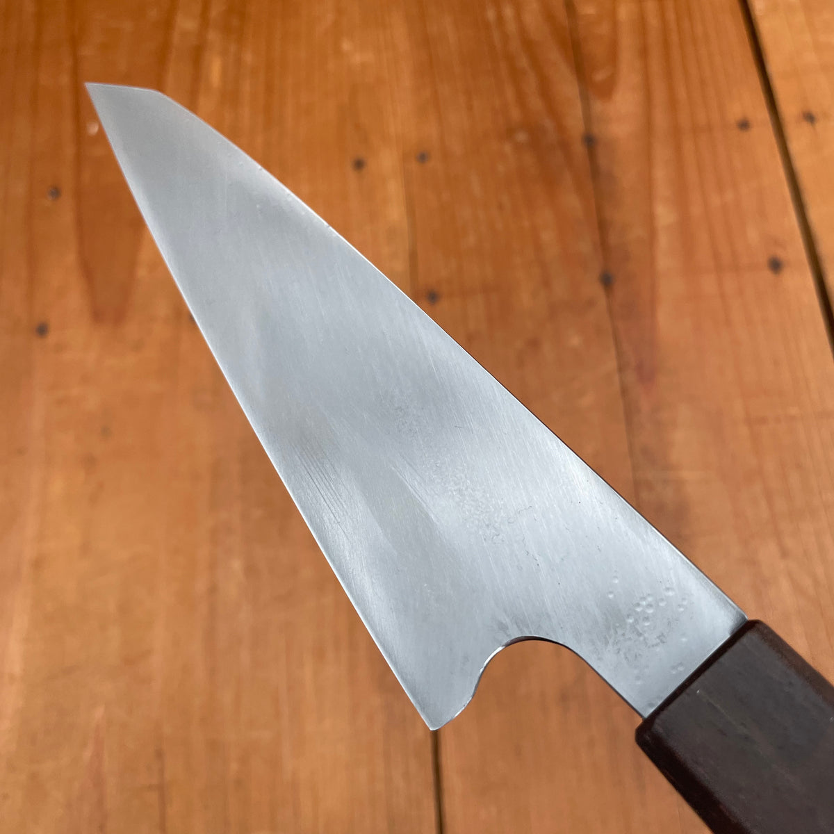 Alma Knife Co. Honesuki Kaku(Light) 52100 Kurouchi - Blackwood Tiffany Blue Divider
