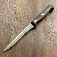 J. A. Henckels 5.5” Stiff Narrow Boning Knife Carbon Steel Walnut 2 Rivets 1950’s?