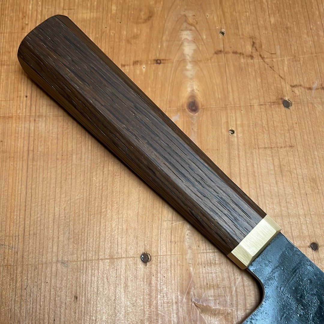 Blenheim Forge 165mm Nakiri Stainless Clad Aogami Super Fumed Oak & Brass