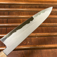 Tetsujin Hamono 210mm Gyuto Aogami 2 Wrought Iron Ebony Blonde Horn Handle
