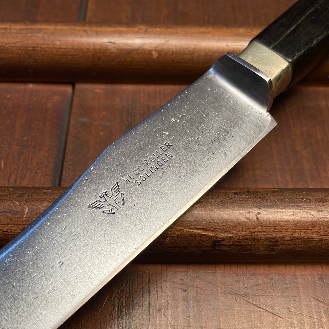 Hugo Koller 7.5" Carving Knife Carbon Steel Ebony from Solingen Germany 1861-1890's(?)
