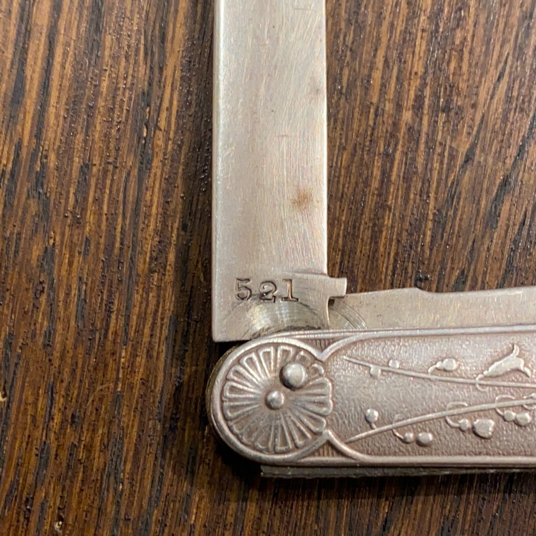 Sterling Silver Victorian Fruit Knife Floral Motif Birmingham 19th C