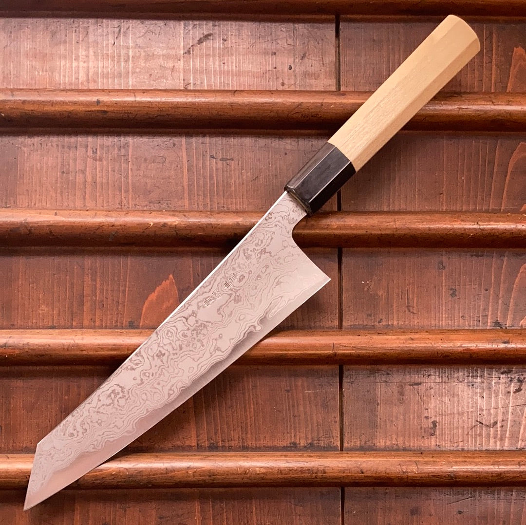 Sakai Kikumori Tanaka x Bernal Cutlery Sori 225mm Kiritsuke Gyuto Aogami 1 Suminagashi