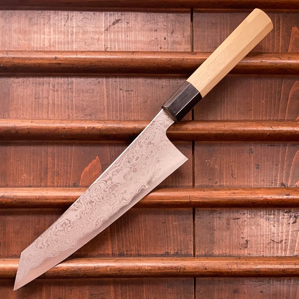 Sakai Kikumori Tanaka x Bernal Cutlery Sori 225mm Kiritsuke Gyuto Aogami 1 Suminagashi