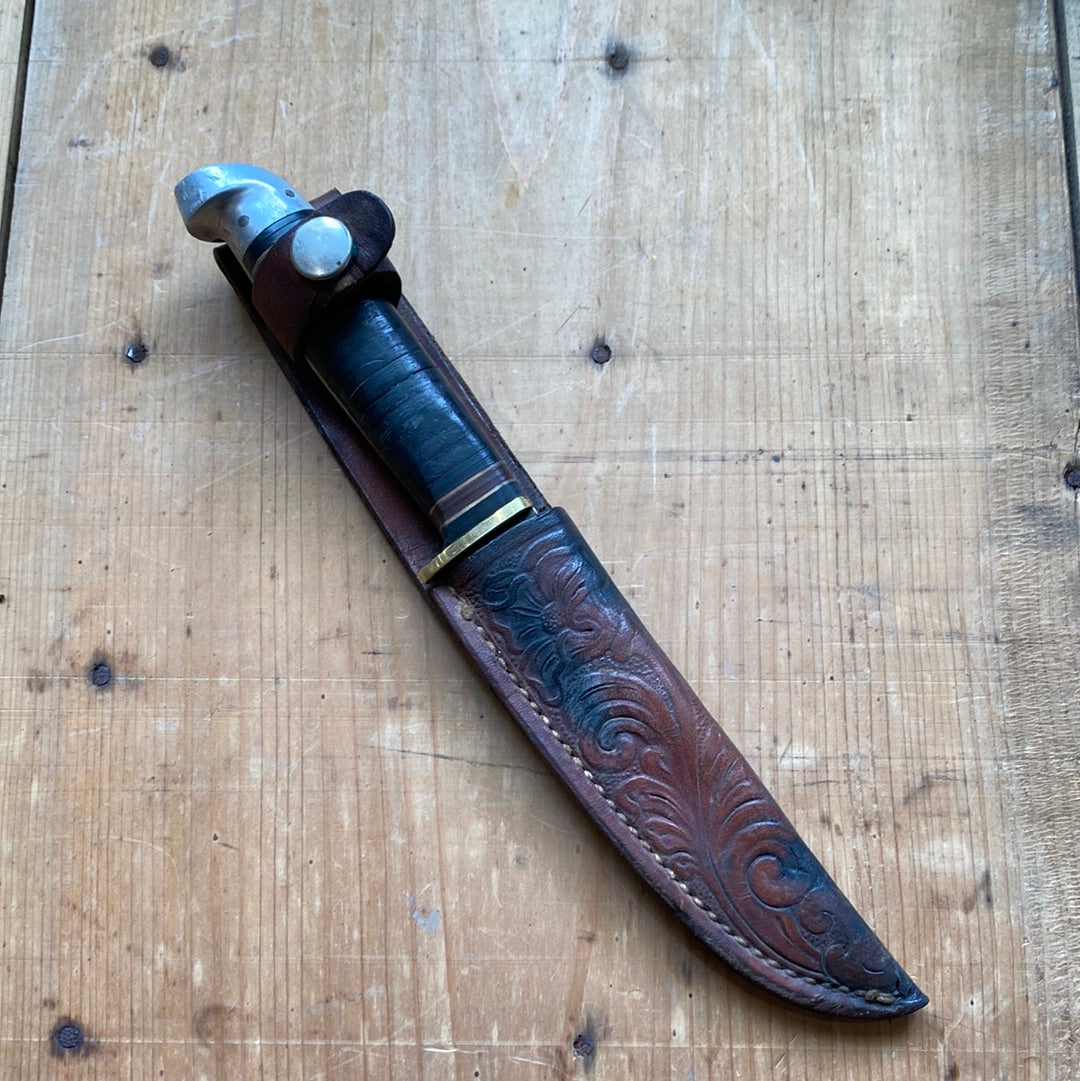 Western 4.25” Bird & Trout Fixed Blade Knife Boulder Colo. L48AGB 1950’s-60’s