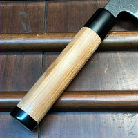 Tsukasa Hinoura 240mm Gyuto Shirogami Warikomi Kitaeji Suminagashi Double Horn Enju