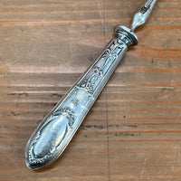 French Carving 3 Tined Fork Carbon Steel Silver Handle