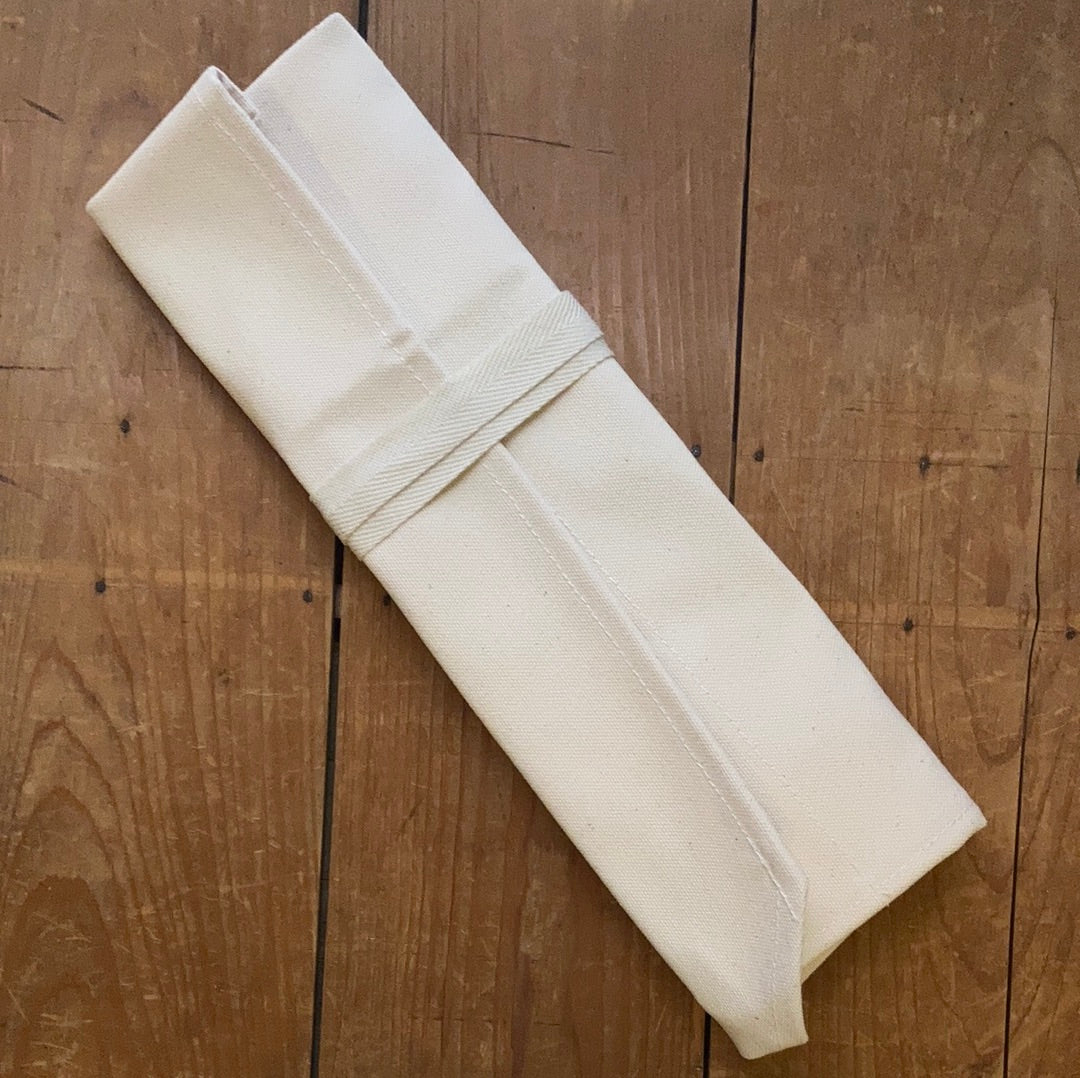 Compact Canvas Knife Roll - White