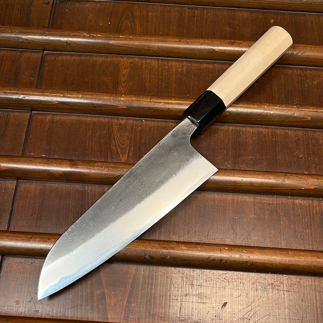 Wakui 180mm Santoku V2 Carbon Kurouchi Nashiji Ho Wood Handle