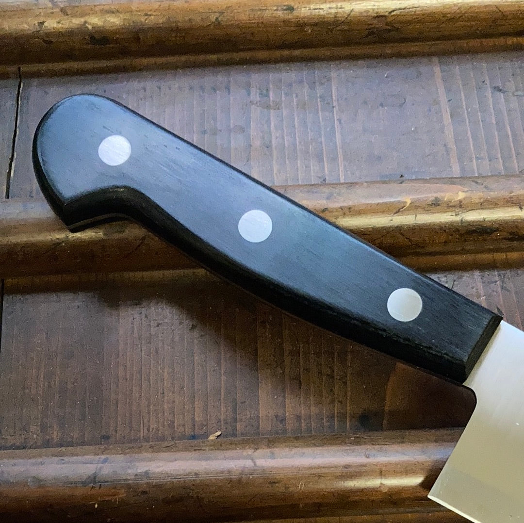 New Old Stock Hitohira Imojiya OKD 180mm Santoku Stainless Clad Shirogami 2 Pakka Handle