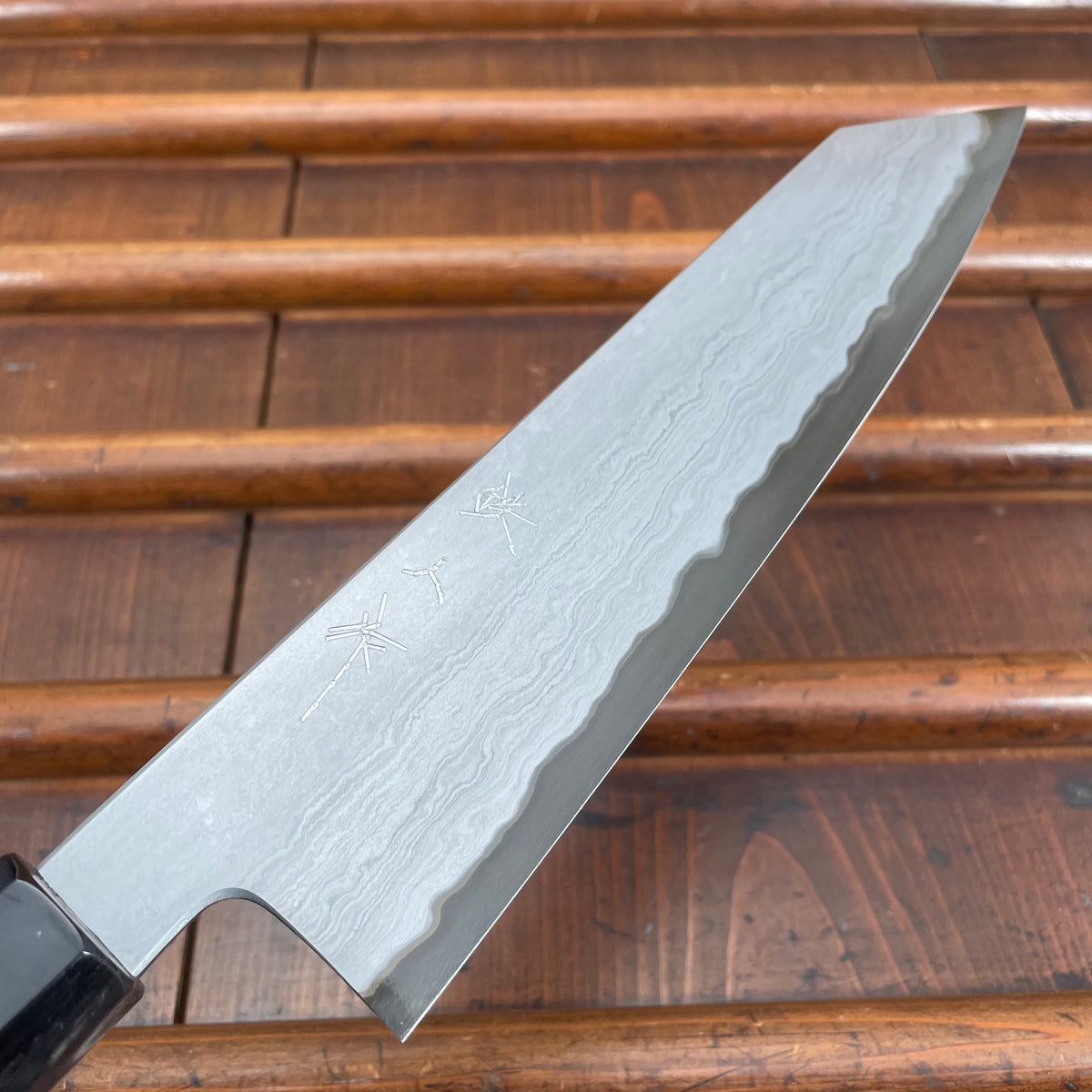 Tetsujin Hamono 210mm Kiritsuke Gyuto Aogami 2 Iron Metal Flow Ebony Black Buffalo Horn