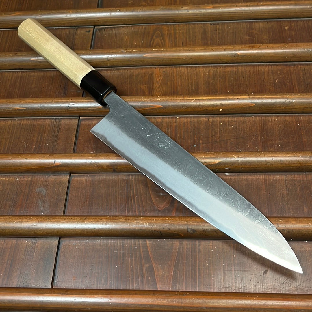 Wakui 240mm Gyuto V2 Carbon Kurouchi Nashiji Ho Octagonal