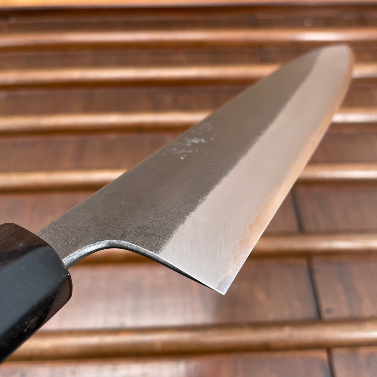 Wakui 240mm Gyuto Stainless Clad Aogami 2 Nashiji Warikomi Chestnut