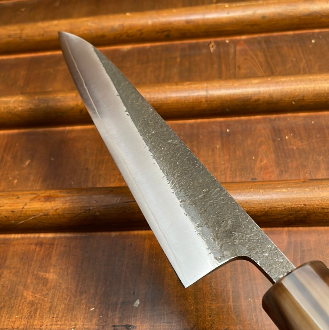 Konosuke Madei Sumiiro 150mm Petty SLD Kurouchi Nashiji - by Nihei W/ Saya