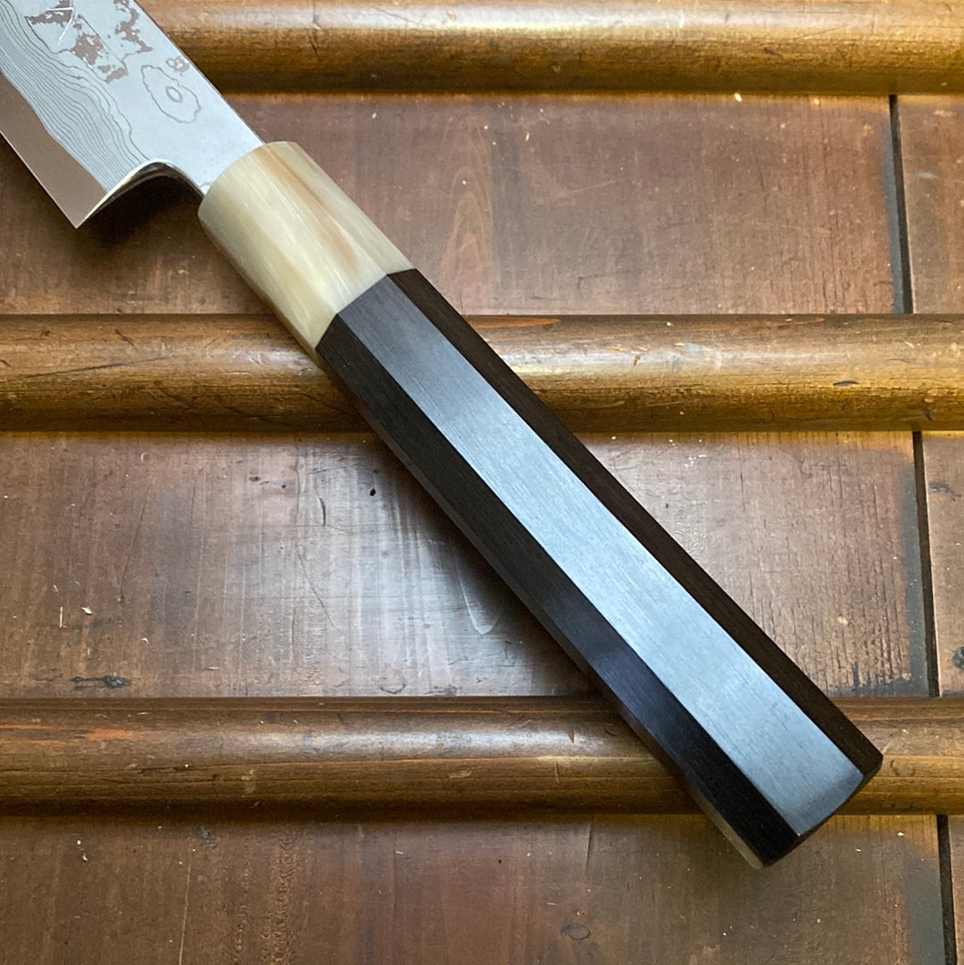 Hitohira Tanaka Manzo 300mm Kiritsuke Yanagi Aogami 1 Damascus Ebony with Saya - LEFTY