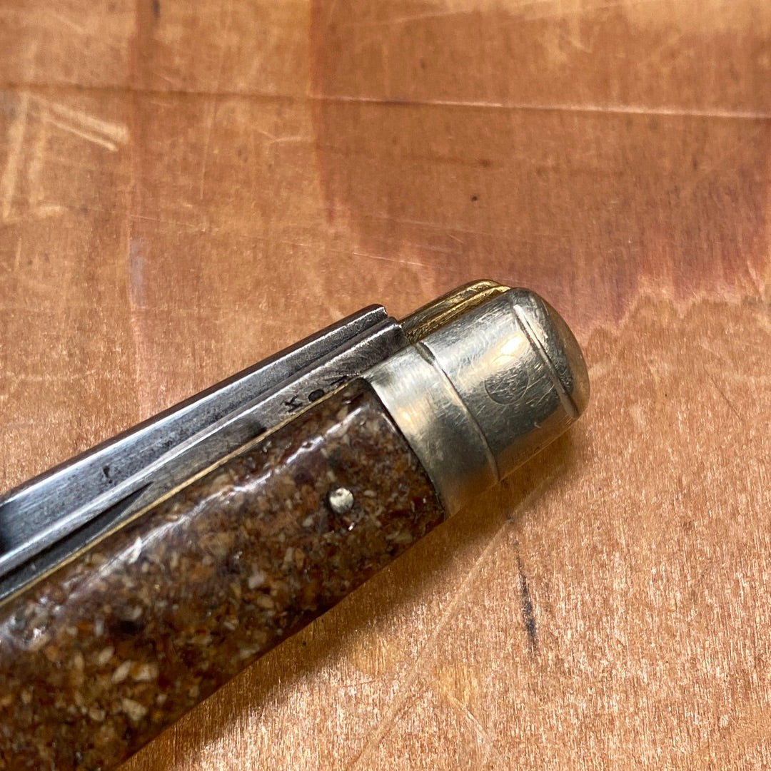 NY Knife Co 2 7/8” Dog Leg Jack Knife Pyralin 1856-1931