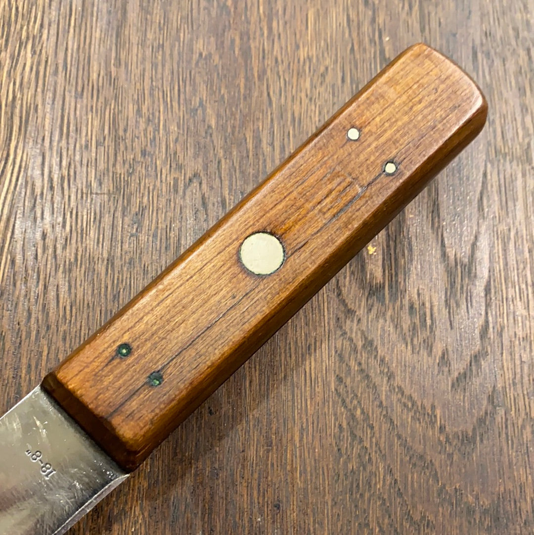 J. A. Henckels 8” Bullnose Scimitar Knife Hand Forged Carbon Steel Walnut 4 Pins & Rivet 1950’s?