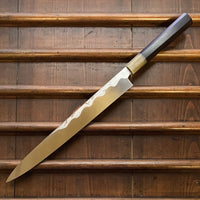 Hitohira Tanaka Manzo 300mm Yanagi Aogami 1 Damascus Ebony with Saya