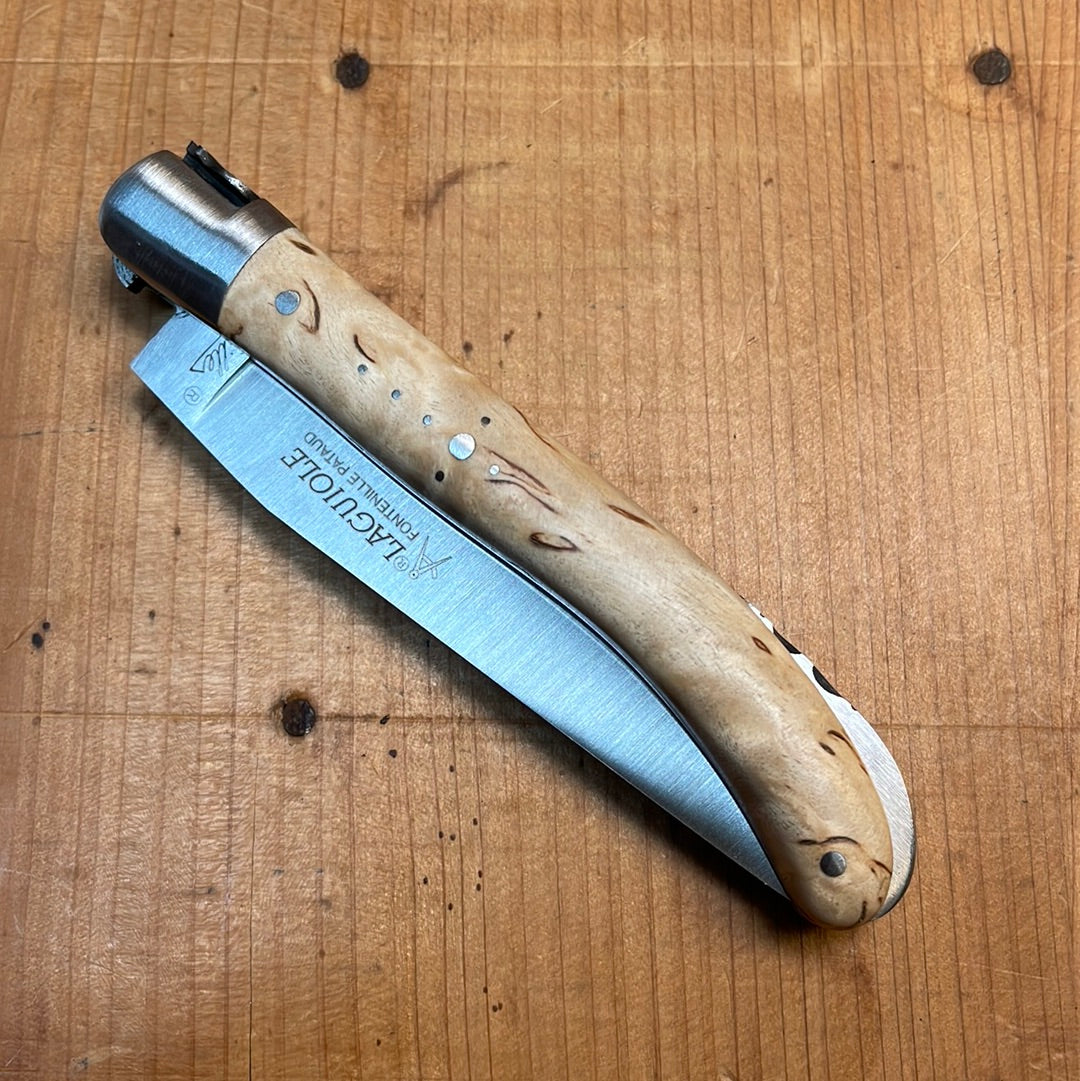 Fontenille Pataud Laguiole Le Pocket 10cm Pocket Knife Stainless Lockback Curly Birch