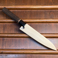 Sakai Kikumori Nakagawa 150mm Petty Aogami 1 Kurouchi  Burnt Chestnut with Saya