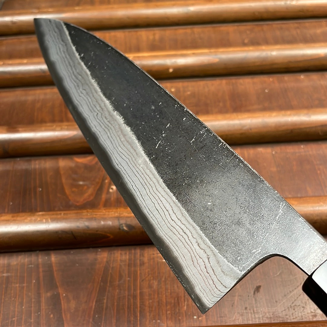 Kumokage 210mm Gyuto Aogami 2 Kurouchi Damascus Teak & Horn Handle