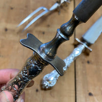 R Wallace & Sons 3 Pc Carving Set Silverplate Grapes & Floral Design 1871-1955