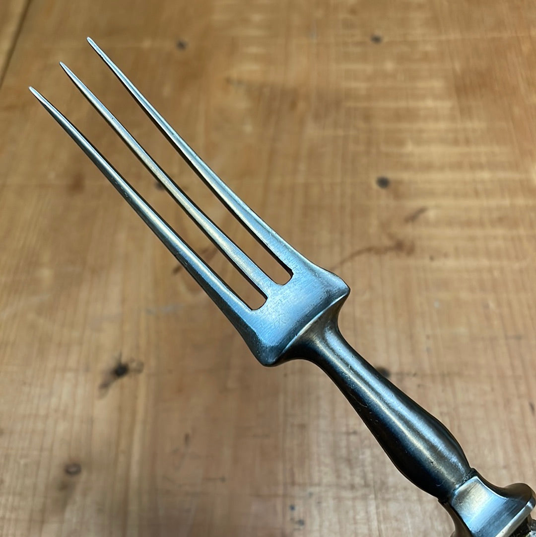 Fork and Knife Set Forged Carbon Steel & Coin Silver (?) German ? Late 19th C