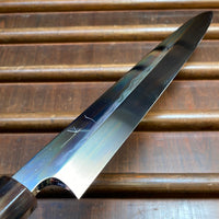 Hitohira Togashi 300mm Yanagi Shirogami 1 Mizu Honyaki Finish Tahei Ebony Horn with Saya