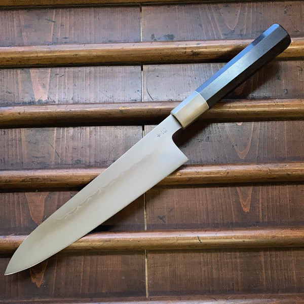 Takada no Hamono 240mm Gyuto Aogami 2 Mizu Honyaki - Ebony & Horn Octagonal Handle