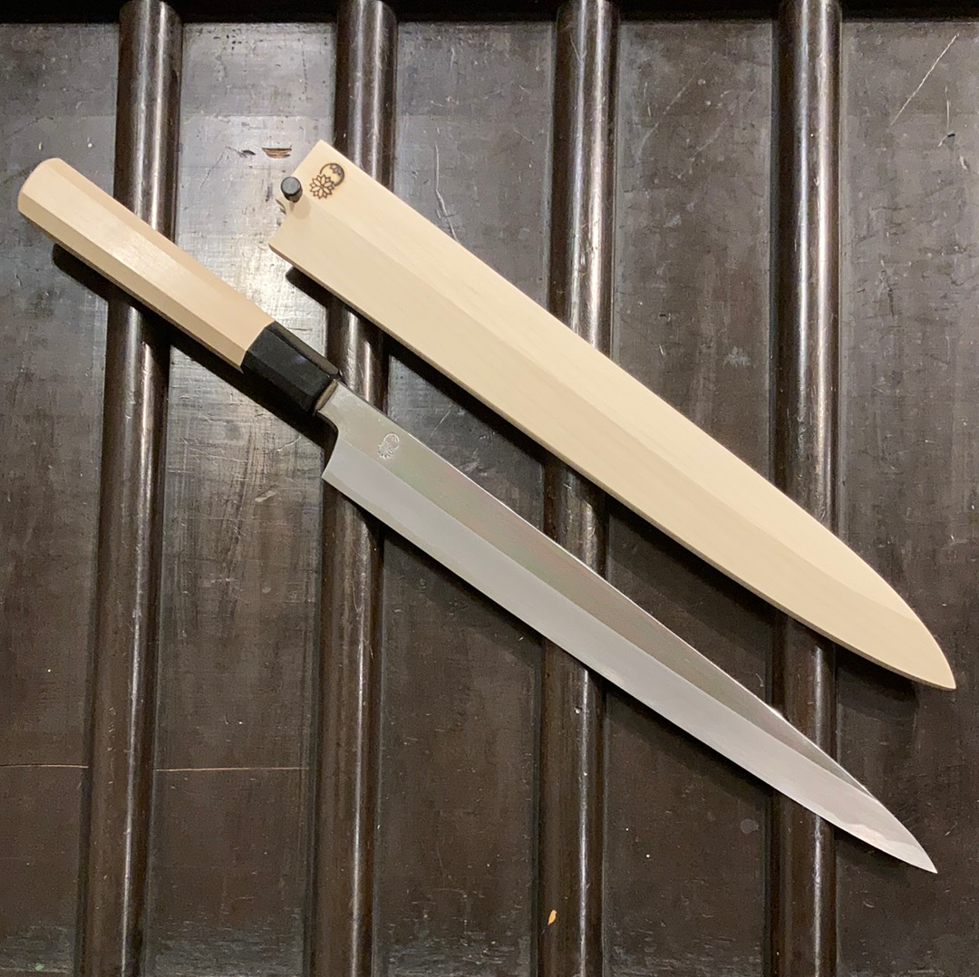 Sakai Kikumori Choyo 300mm Yanagi Shirogami 2 with Saya