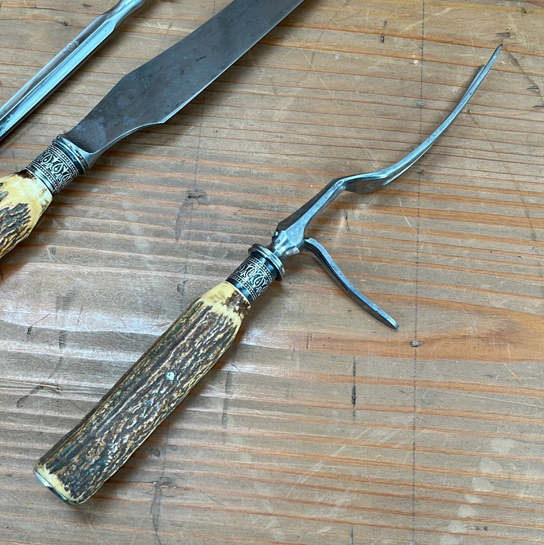 Joseph Rodgers & Sons Carving Set Sheffield Carbon Steel 1901-48 Argentina Export?