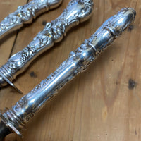 R Wallace & Sons 3 Pc Carving Set Silverplate Grapes & Floral Design 1871-1955
