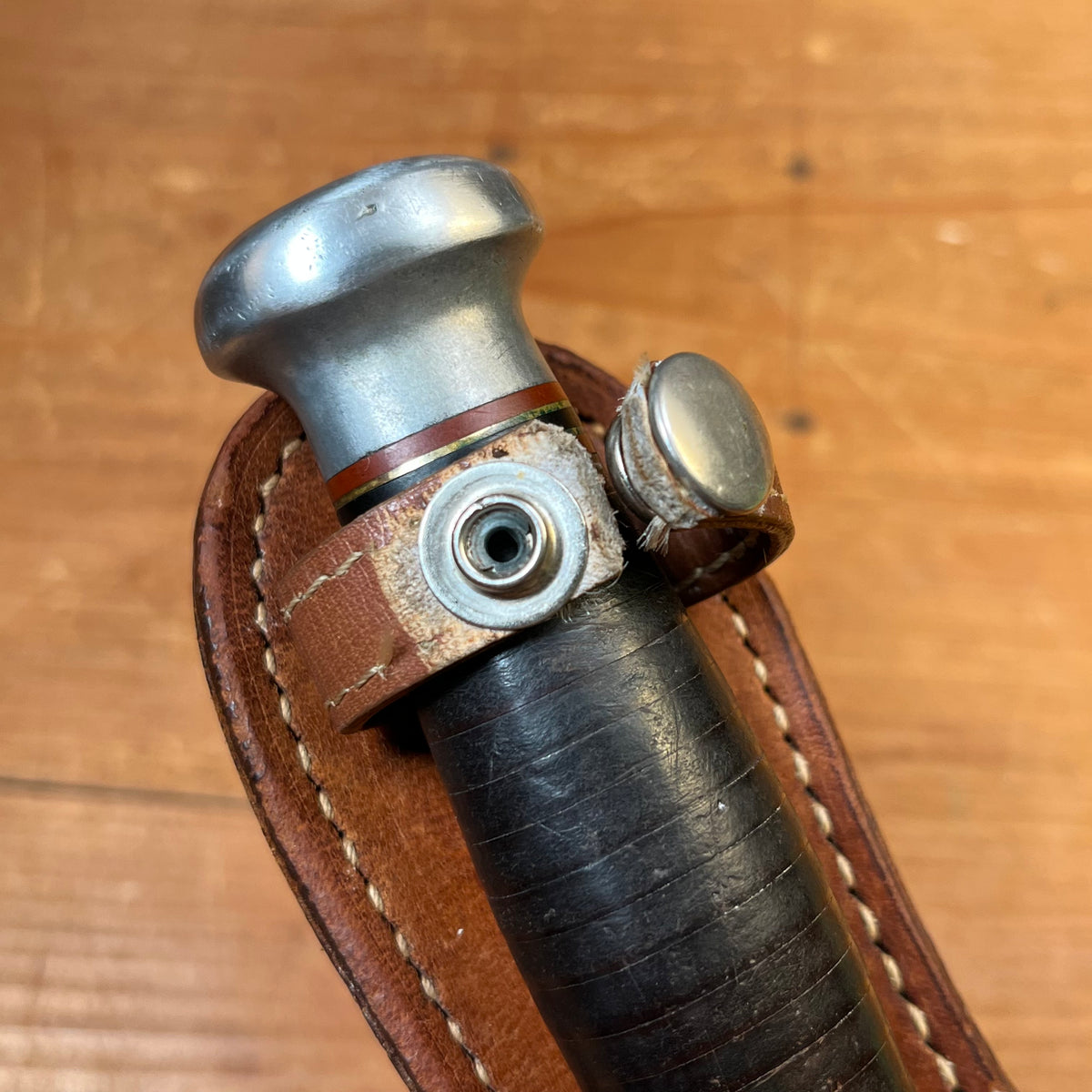 Case 5" Fixed Blade Marble's Style Carbon Steel Stacked Leather 1940's