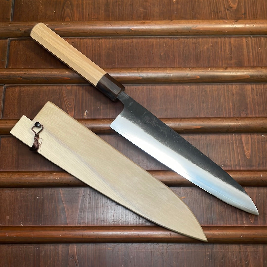 Konosuke Madei Sumiiro 210mm Gyuto SLD Kurouchi Nashiji - by Nihei with Saya