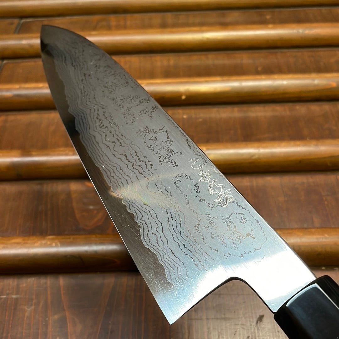 Hatsukokoro Komorebi 180mm Santoku Aogami 2 Damascus Ebony Handle