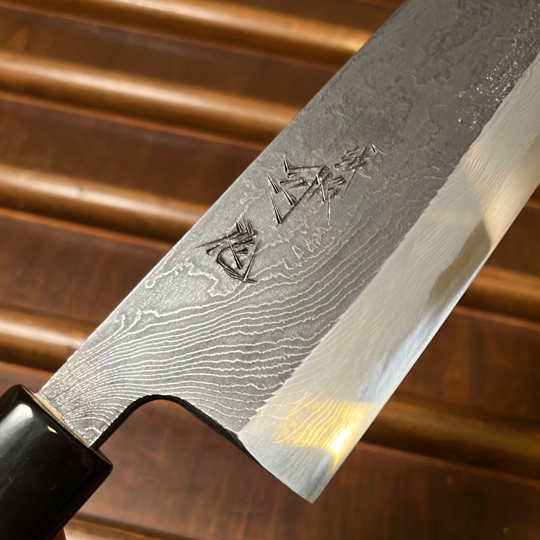 Tsukasa Hinoura 210mm Gyuto Shirogami Warikomi Unryu Suminagashi Double Horn Enju
