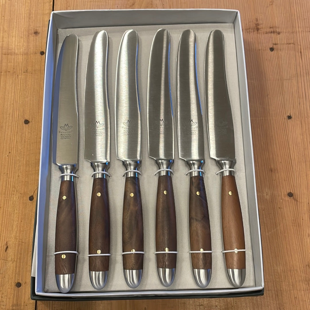 Eichenlaub Forged Tableware - Old German Table Knife - Walnut Matte - Set of 6
