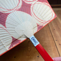 Kutami Japanese Sensen Fan - Red Circles