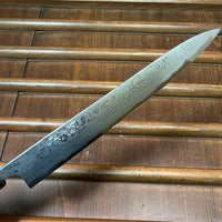 Wakui 240mm Sujihiki Shirogami 2 Suminagashi Chestnut