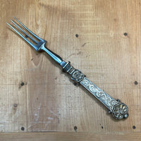 Fork and Knife Set Forged Carbon Steel & Coin Silver (?) German ? Late 19th C