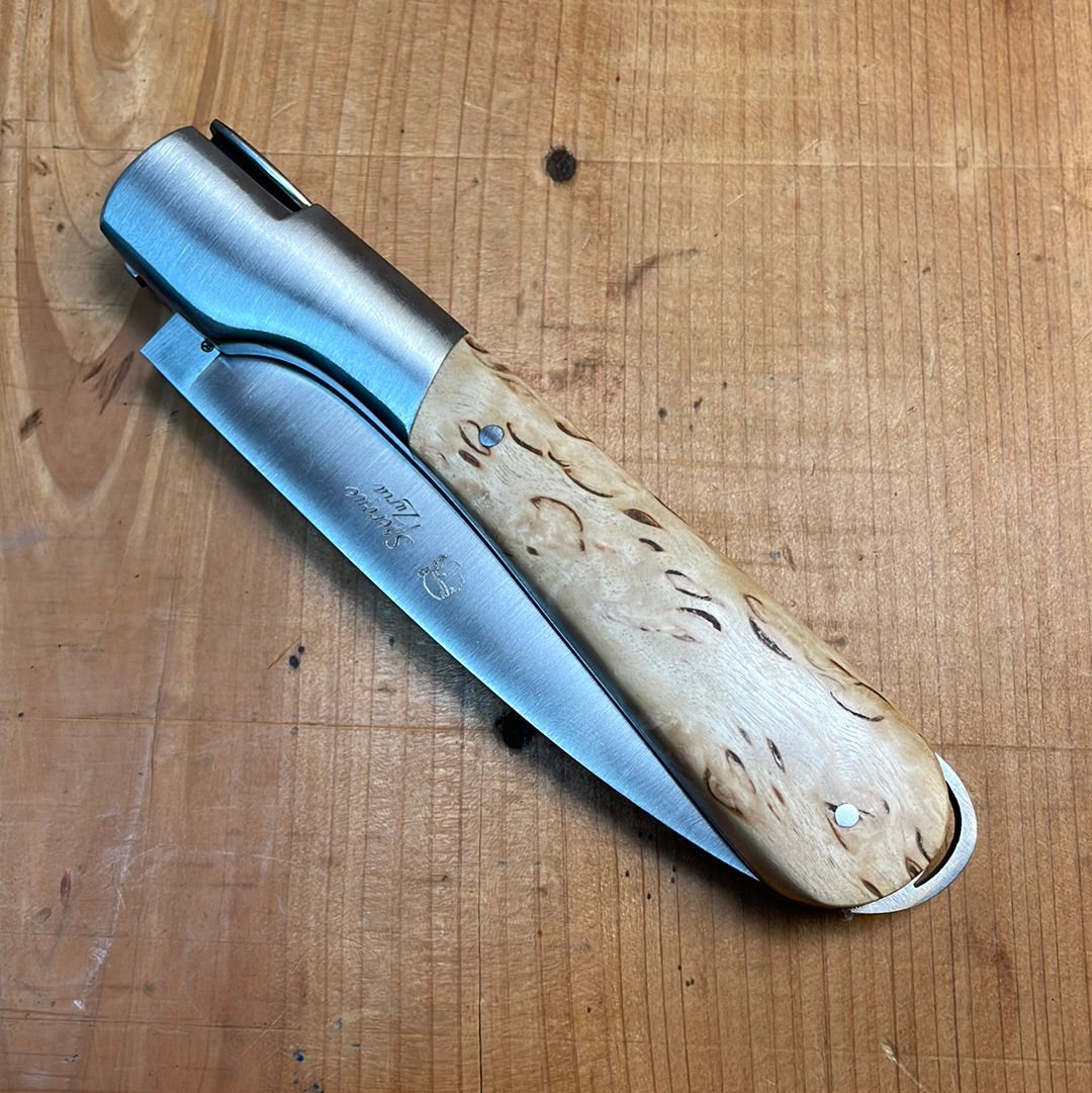 Fontenille Pataud Sperone 12cm Pocket Knife Curly Birch Lockback